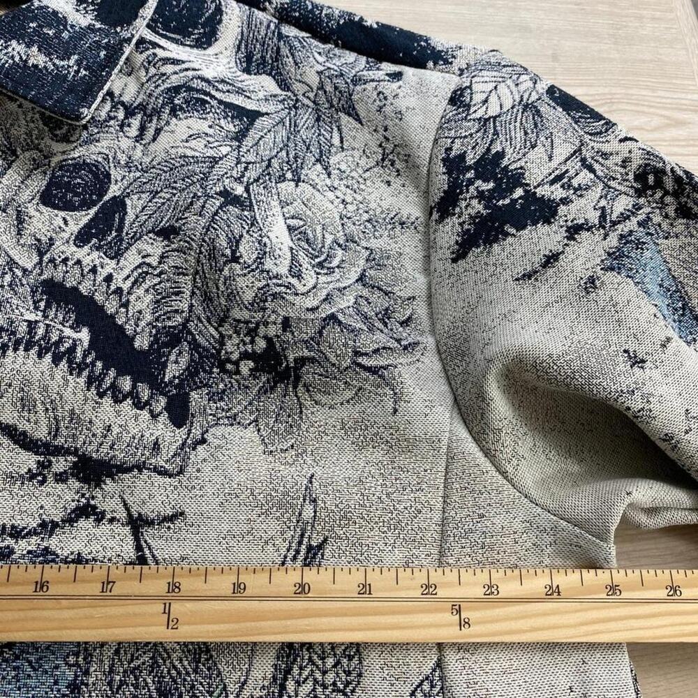 Rebel Vengeance Mens Gothic Skull Tapestry Jacket L Navy Skater Grunge Punk NWT - Picture 6 of 8